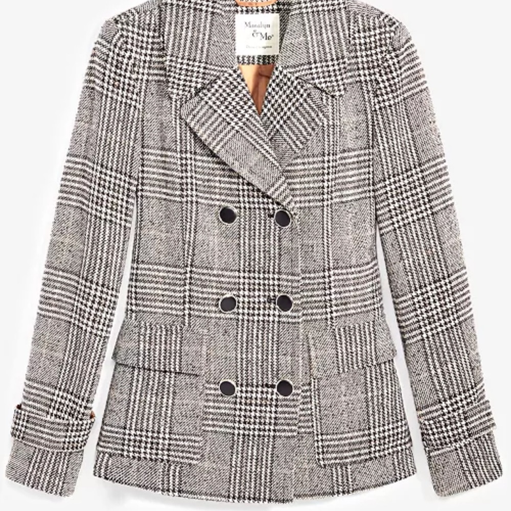 Maralyn & Me Women's Black and White Plaid Blazer